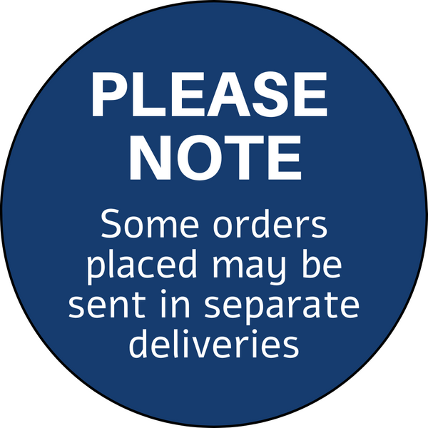 Please note that some orders placed may be sent in separate deliveries and you may receive two parcels.